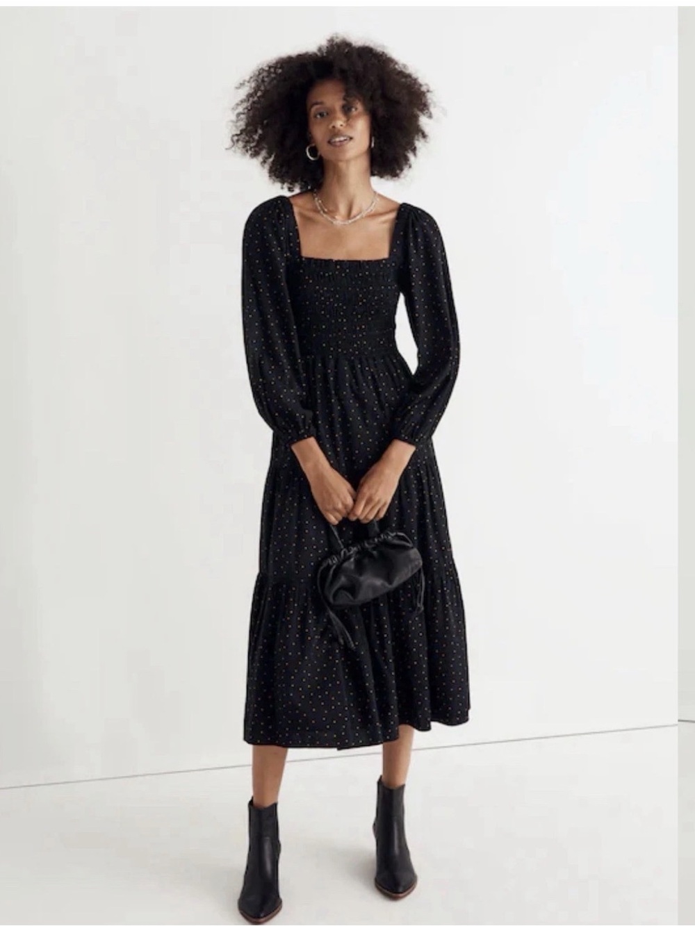 Madewell Lucie Tiered Midi Dress in Dot Sz M - Picture 1 of 6